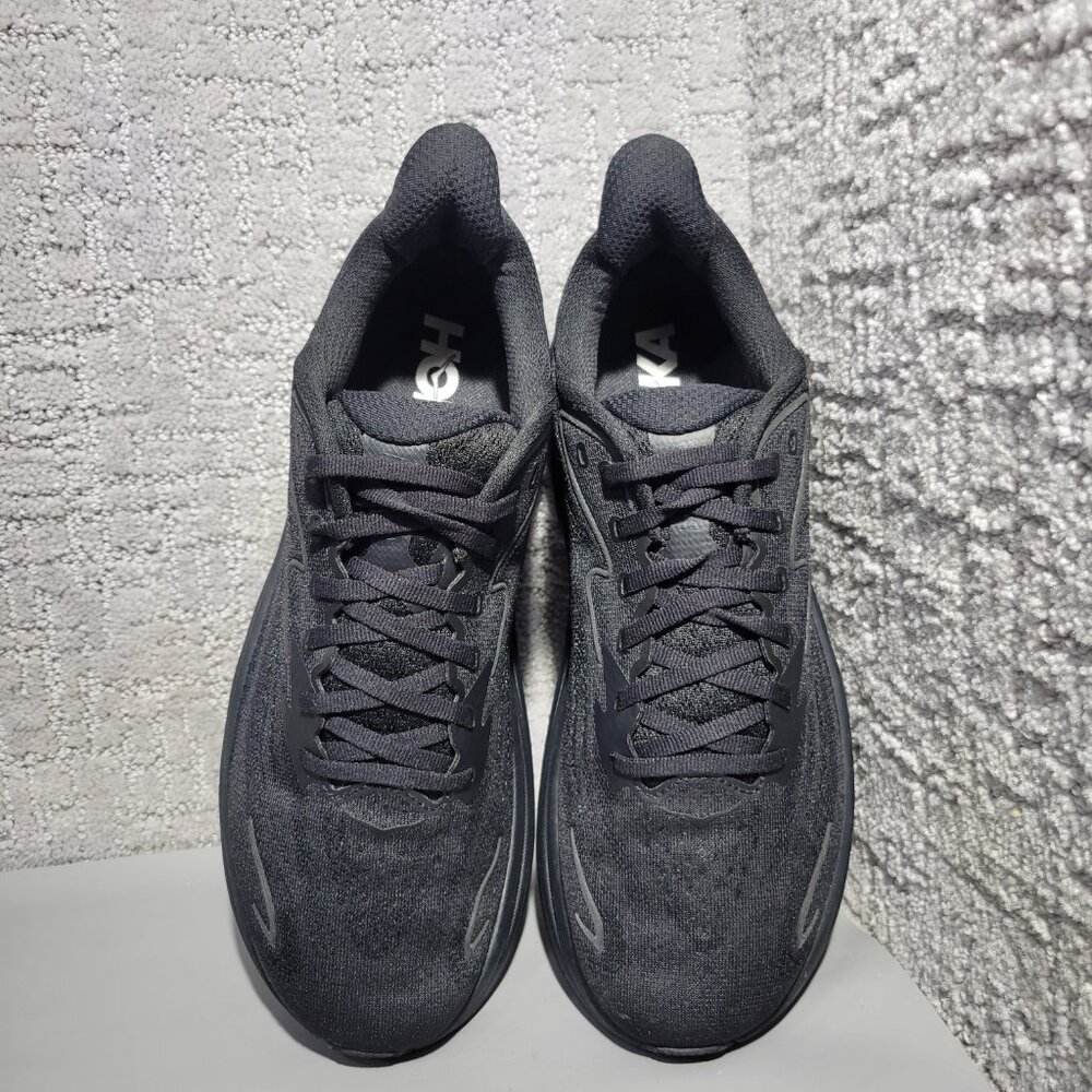 Hoka One One Clifton 10 Mens Size US 8D Triple Black Lace-Up Everyday Run Shoes - Picture 9 of 12